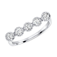 Round Diamond Pave Set Beaded Ring in 14K Yellow Gold