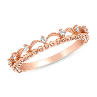 Diamond Crown Inspired Beaded Band Ring in 14K Gold