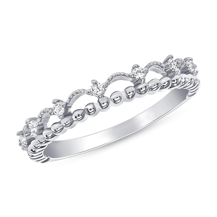 Diamond Crown Inspired Beaded Band Ring in 14K Gold