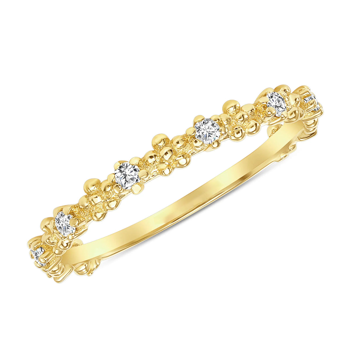 Vintage Milgrain Diamond Band Ring in 14K Yellow Gold