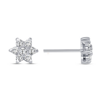 Floral Round Diamond Stud Earrings in 14K Yellow Gold