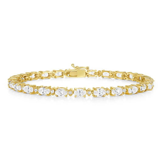 Oval Cut Diamond Tennis Bracelet in 14K Gold