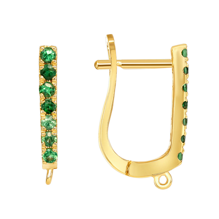 Emerald Hoop Findings Earrings in 18K Yellow Gold