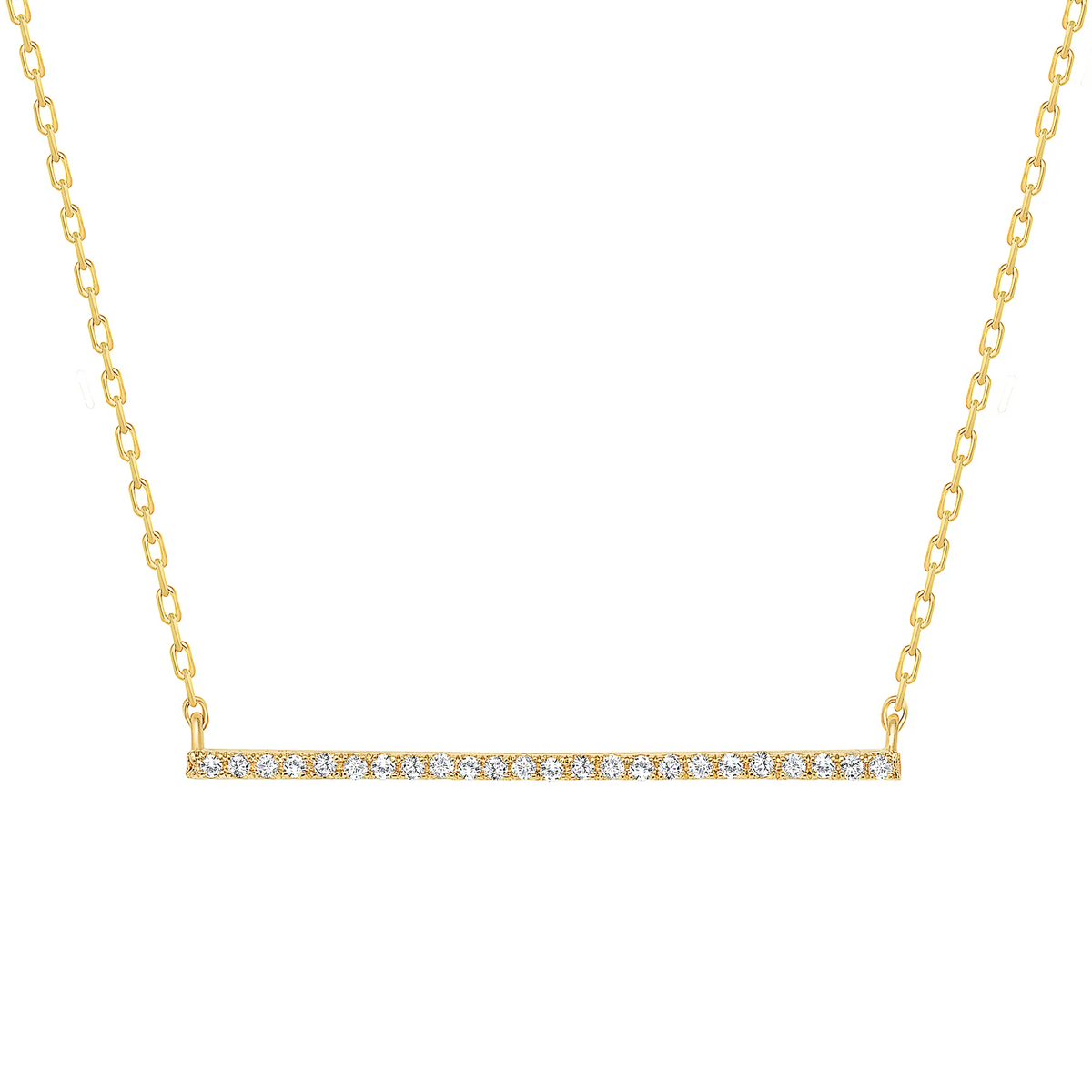 Round Cut Diamond Bar Bracelet in 14K Gold