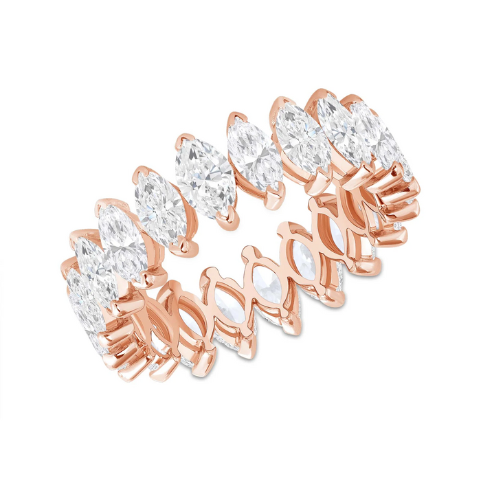 Marquise Cut Diamond Eternity Band Ring in 14K Yellow Gold