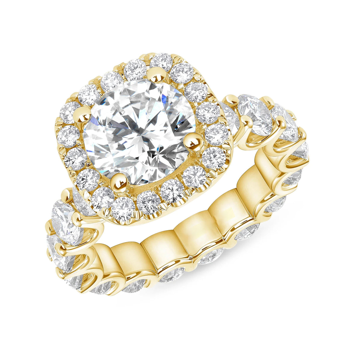 Cushion Halo Diamond Bridal Eternity Ring in 14K Gold