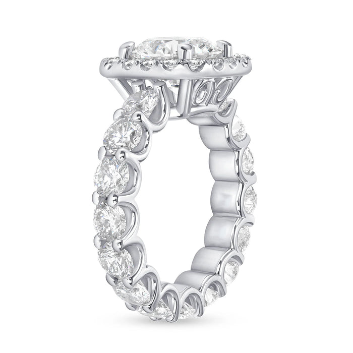 Cushion Halo Diamond Bridal Eternity Ring in 14K Gold