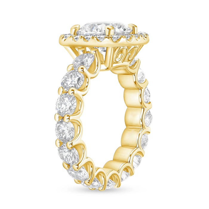 Cushion Halo Diamond Bridal Eternity Ring in 14K Gold