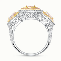 Pink Pear Shaped Halo Diamond Engagement Ring in 18K Gold