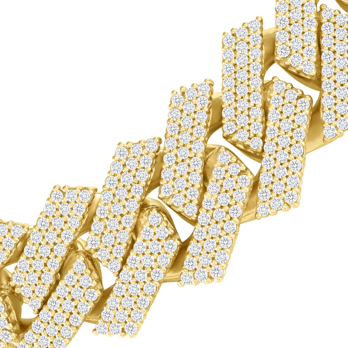 Fully Iced Out Box Lock Cuban Bracelet in 18K Gold
