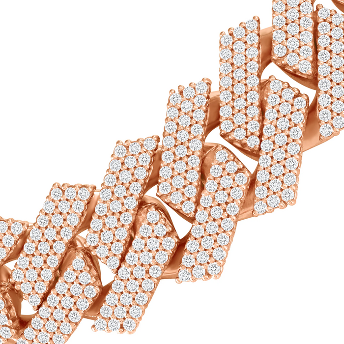 Fully Iced Out Box Lock Cuban Bracelet in 18K Gold