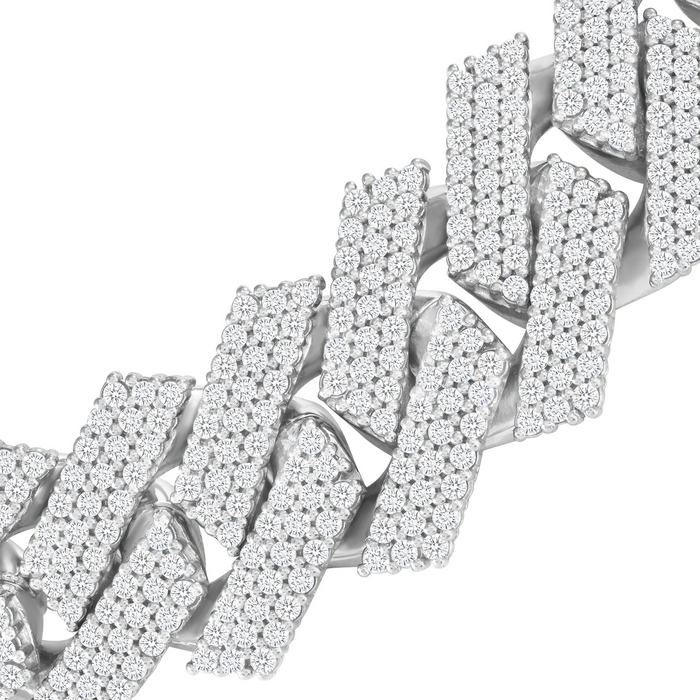 Fully Iced Out Box Lock Cuban Bracelet in 18K Gold