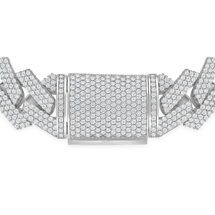 Fully Iced Out Box Lock Cuban Bracelet in 18K Gold