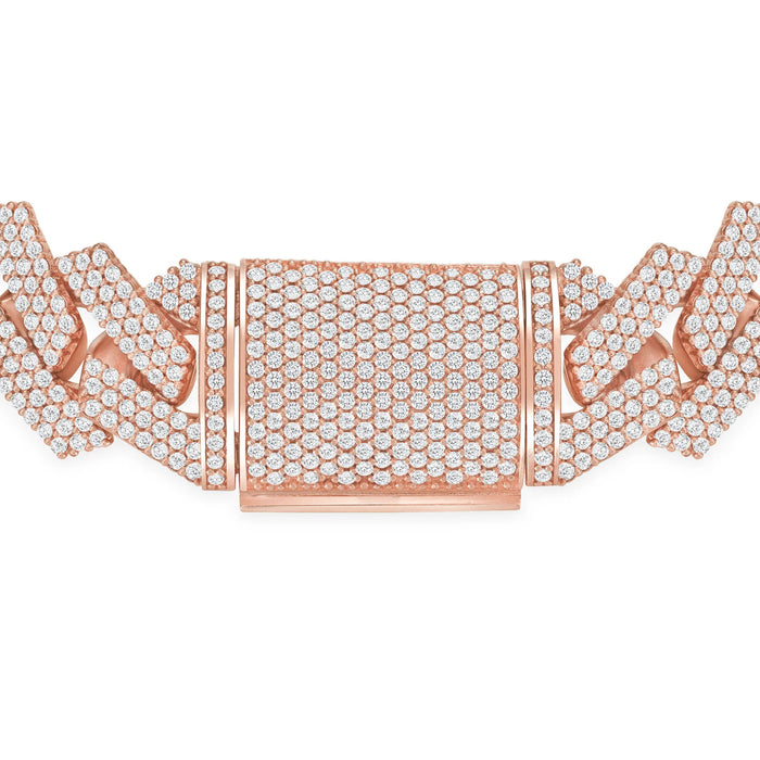 Fully Iced Out Box Lock Cuban Bracelet in 18K Gold
