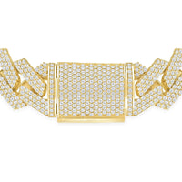 Fully Iced Out Box Lock Cuban Bracelet in 18K Gold