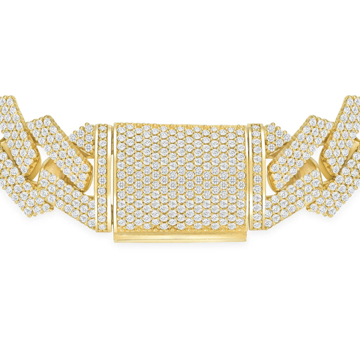 Fully Iced Out Box Lock Cuban Bracelet in 18K Gold