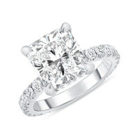 Radiant Cut Diamond Pave Engagement Ring in 18K Gold