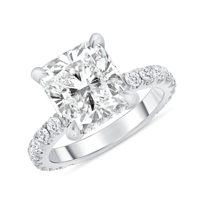 Radiant Cut Diamond Pave Engagement Ring in 18K Gold