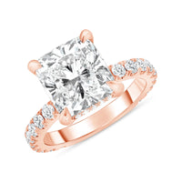 Radiant Cut Diamond Pave Engagement Ring in 18K Gold