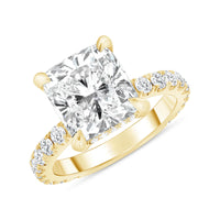 Radiant Cut Diamond Pave Engagement Ring in 18K Gold