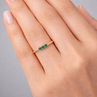 Trilogy Round Emerald Ring in 14K Yellow Gold