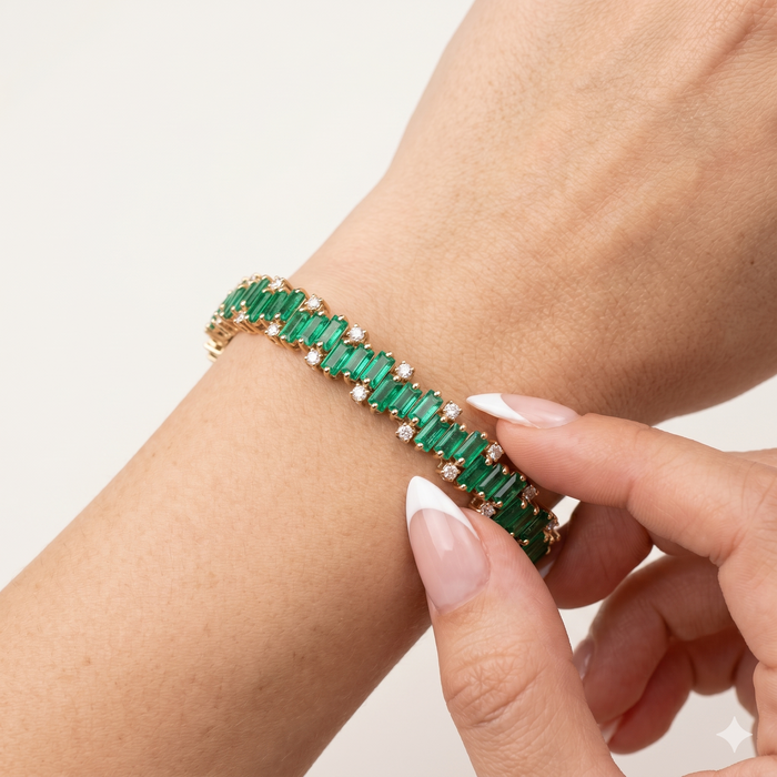 Emerald Line Diamond Accent 14K Gold Tennis Bracelet