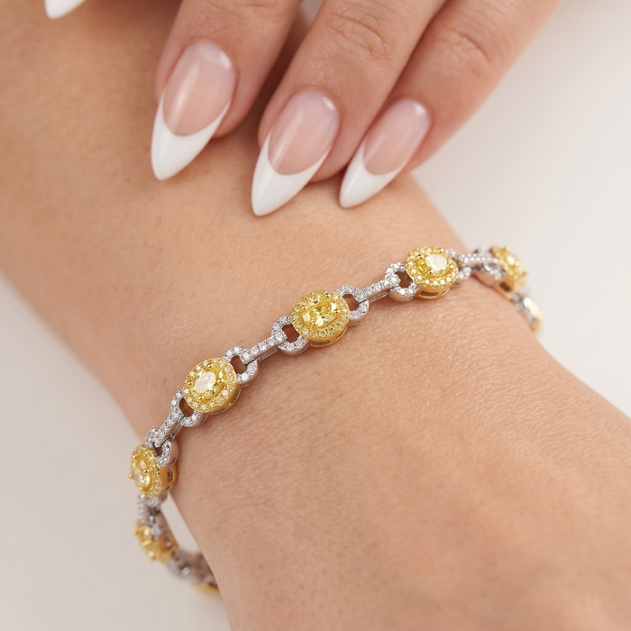 Oval Yellow Diamond Tennis Bracelet in 18K Yellow Gold