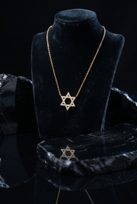 Star of David Diamond Necklace in 14K Gold