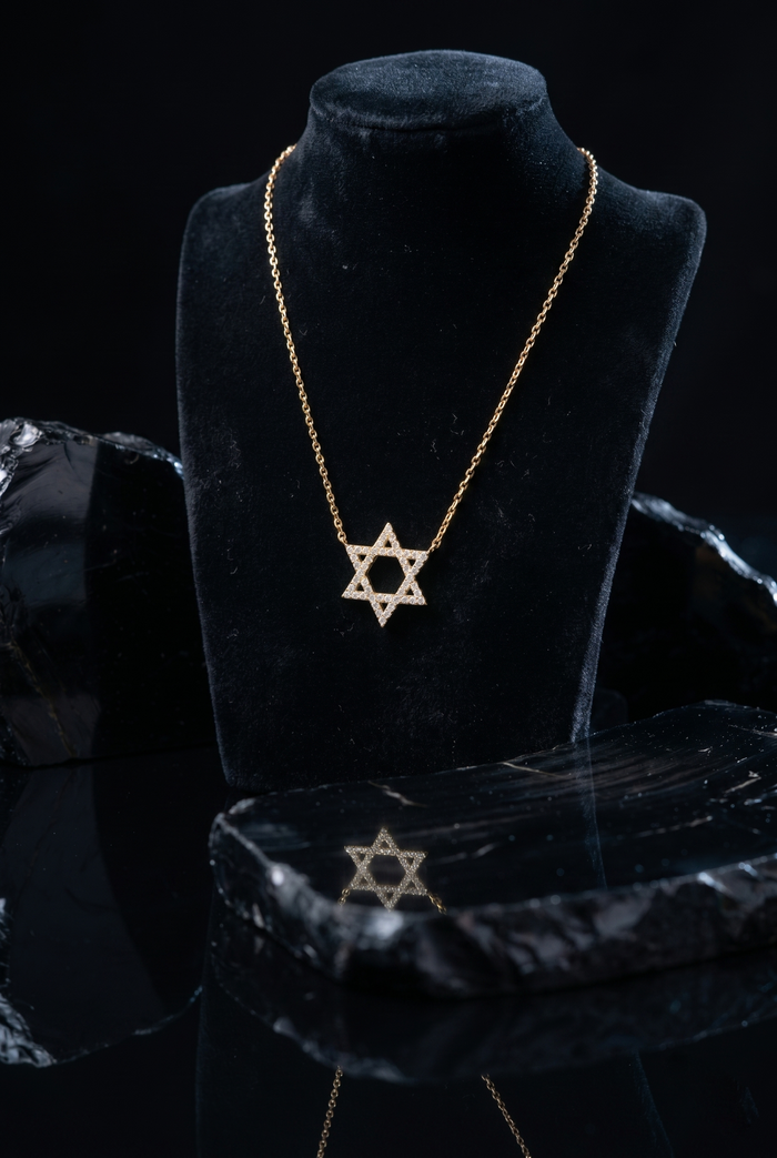 Star of David Diamond Necklace in 14K Gold