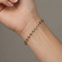 Aurora Spectrum Gemstone 14K Yellow Gold Station Bracelet