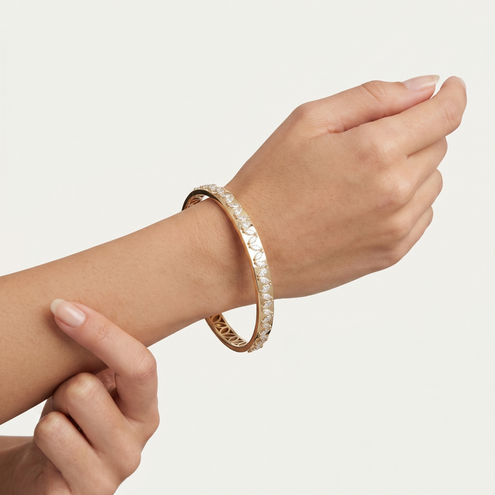 Edwardian Diamond Bangle Bracelet in 14K Yellow Gold