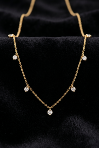 Dainty Pear Cut Diamond Drop Necklace in 14K Yellow Gold