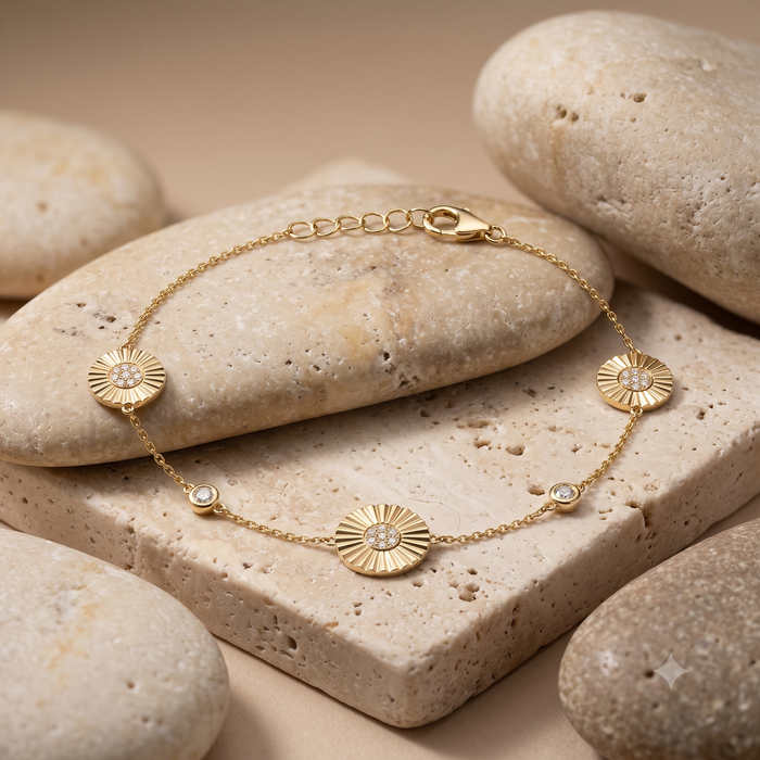 Golden Era Sapphire Charm Bracelet in 14K Yellow Gold