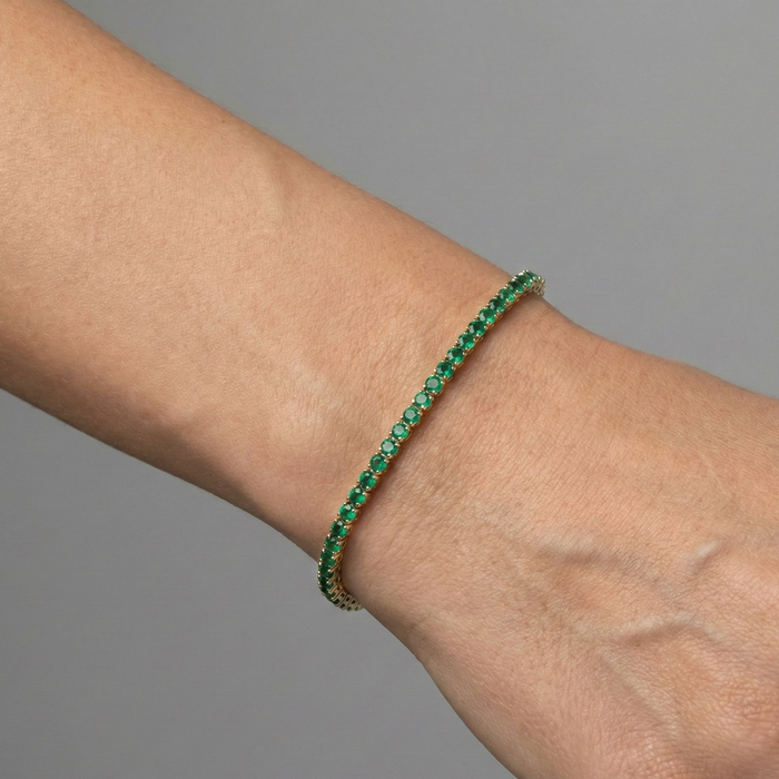 Classic Emerald Line 14K Yellow Gold Tennis Bracelet