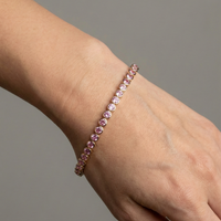 Blush Pink Sapphire 14K Yellow Gold Tennis Bracelet