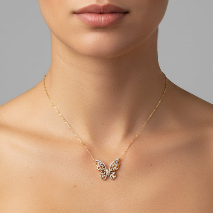 Kyanite Diamond Pendant Necklace in 14K Yellow Gold