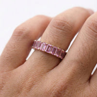 Blush Pink Sapphire Step-Cut Eternity Ring in 14K Gold