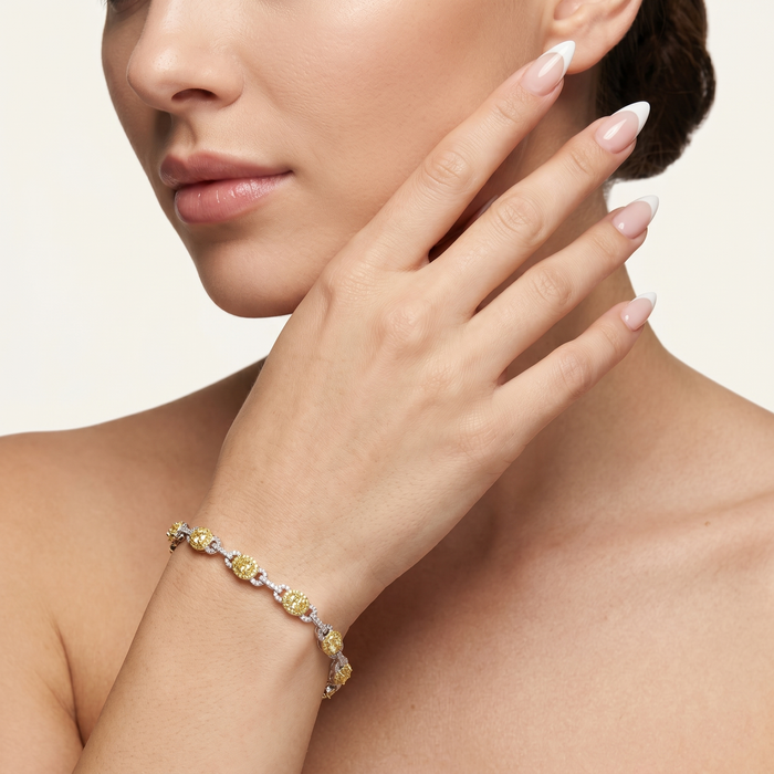 Oval Yellow Diamond Tennis Bracelet in 18K Yellow Gold