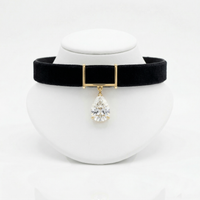 Midnight Velvet Pear Diamond Drop Choker 14K Necklace