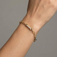 Diamond Link 14K Yellow Gold Chain Bracelet