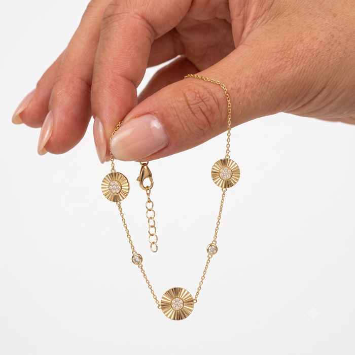 Golden Era Sapphire Charm Bracelet in 14K Yellow Gold