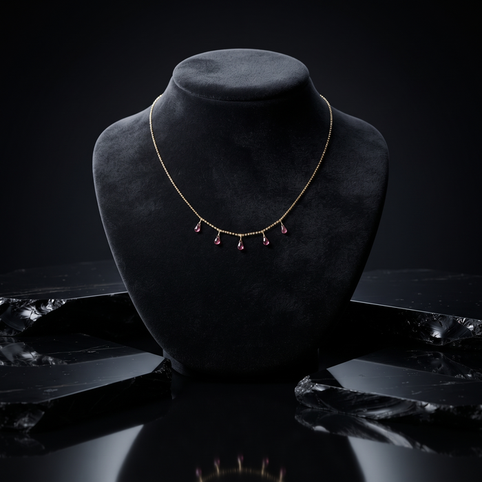 Station Ball Chain Diamond Necklace in 14K Yellow Gold