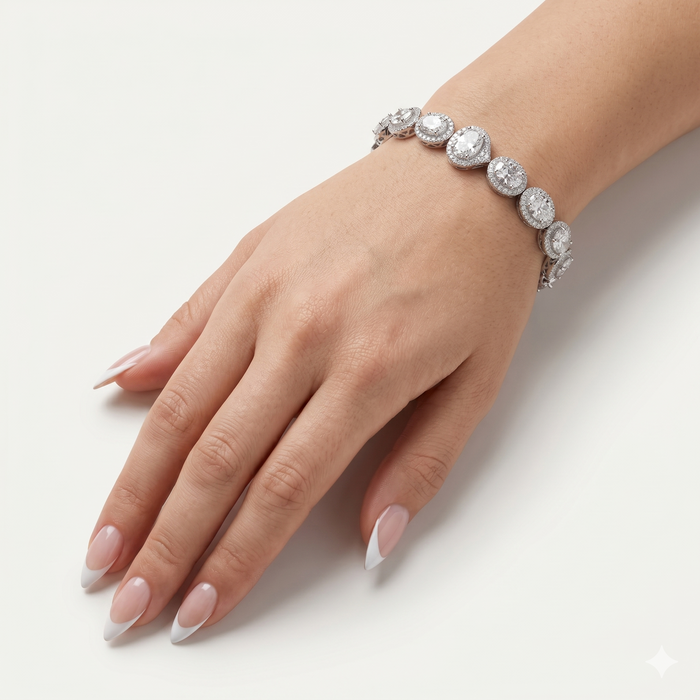 Fancy Diamond Tennis Bracelet in 18K White Gold