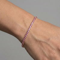Elegant Pink Sapphire 14K Yellow Gold Tennis Bracelet