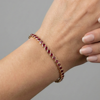Crimson Ruby 14K Yellow Gold Tennis Bracelet