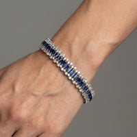 Blue Sapphire & Diamond 14K White Gold Tennis Bracelet
