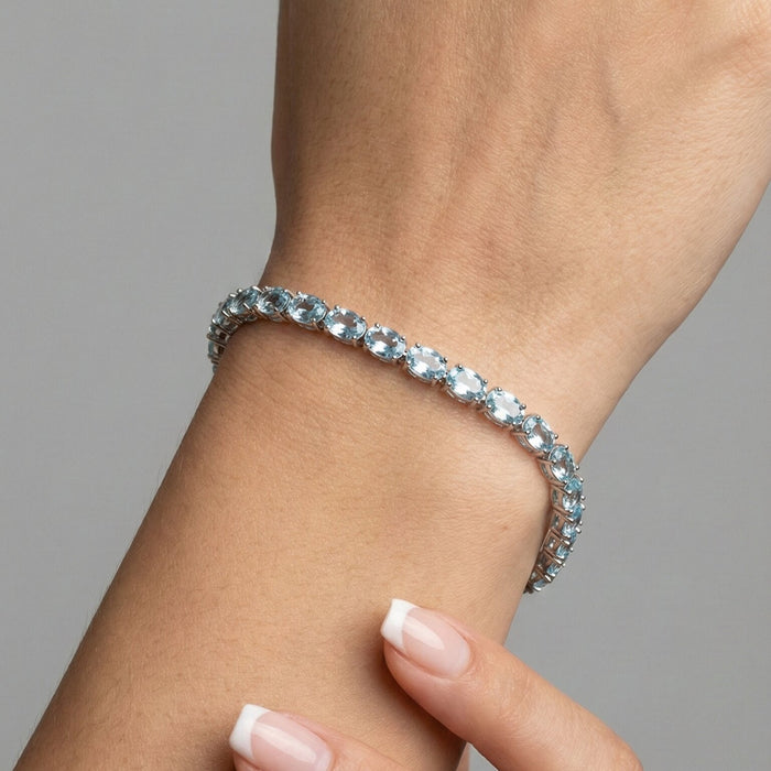 Blue Topaz 14K White Gold Tennis Bracelet