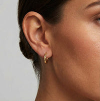 Plain Huggie Hoop Earrings in 14K Yellow Gold