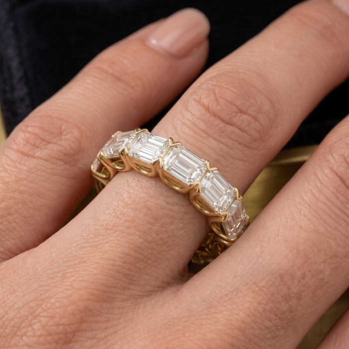 V Prong Emerald Cut Diamond Ring in 14K Gold