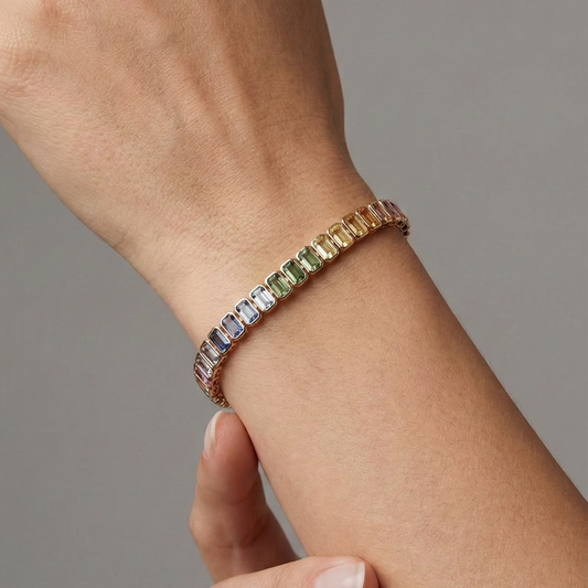 Chromatic Baguette 14K Yellow Gold Gemstone Bracelet